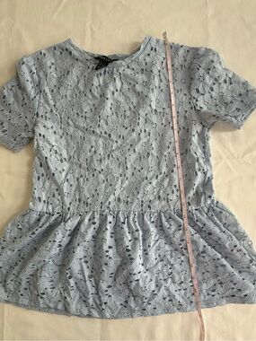 New Look Pale Blue Lace Peplum Top